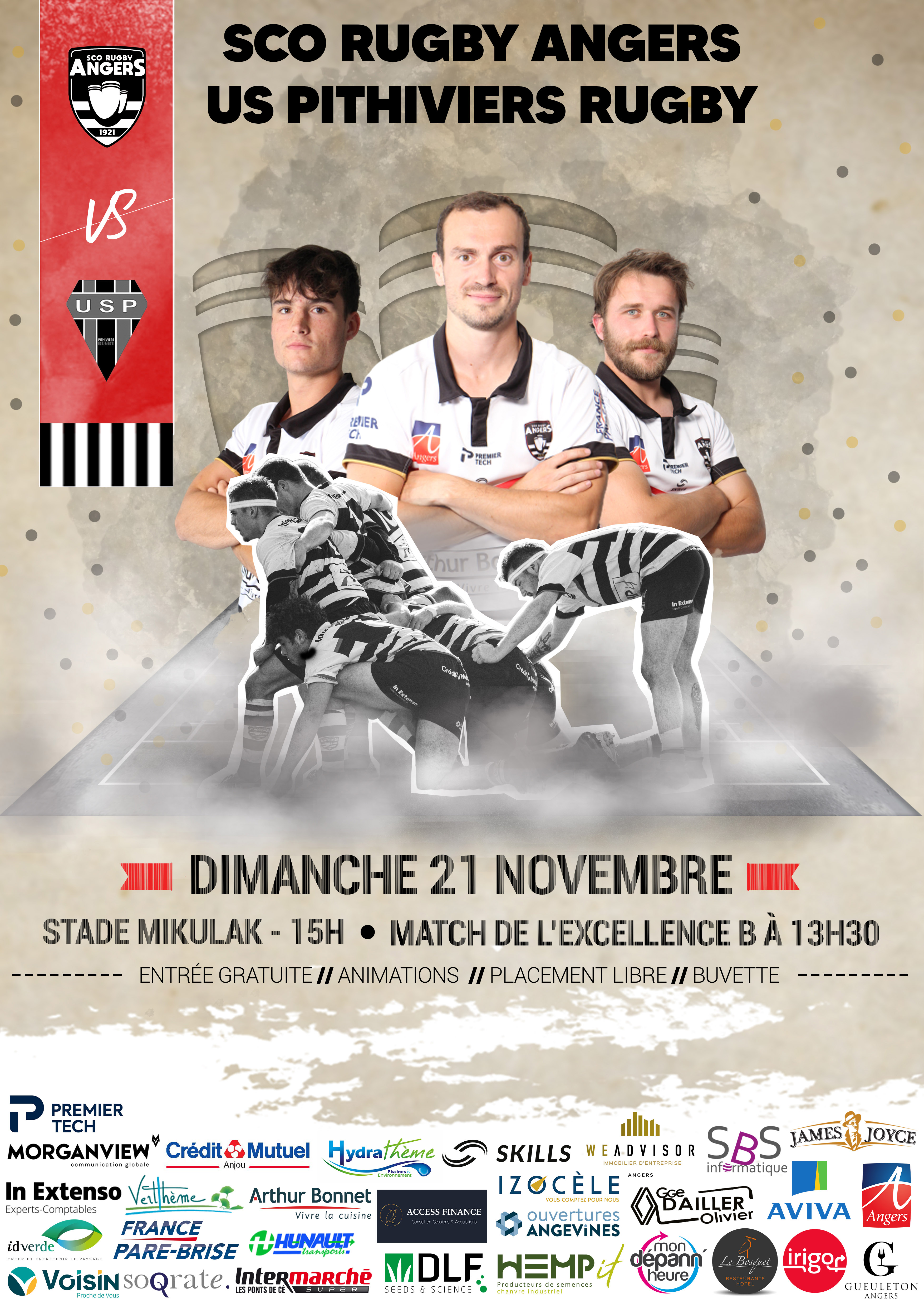 Affiche SCO Rugby-US Pithiviers